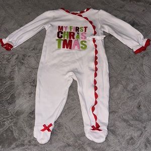 Mud Pie First Christmas Kimono Sleeper sz 6/9m